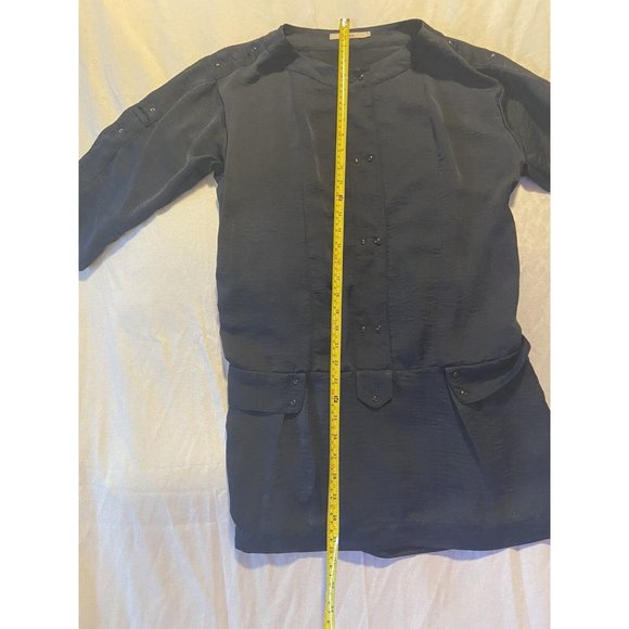 Manoukian Women's Blue 3/4 Sleeve Button Up Lined Dress w/Pockets Small - Picture 5 of 10